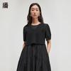 Women's Autumn Round Neck Puff Sleeve Long Dress