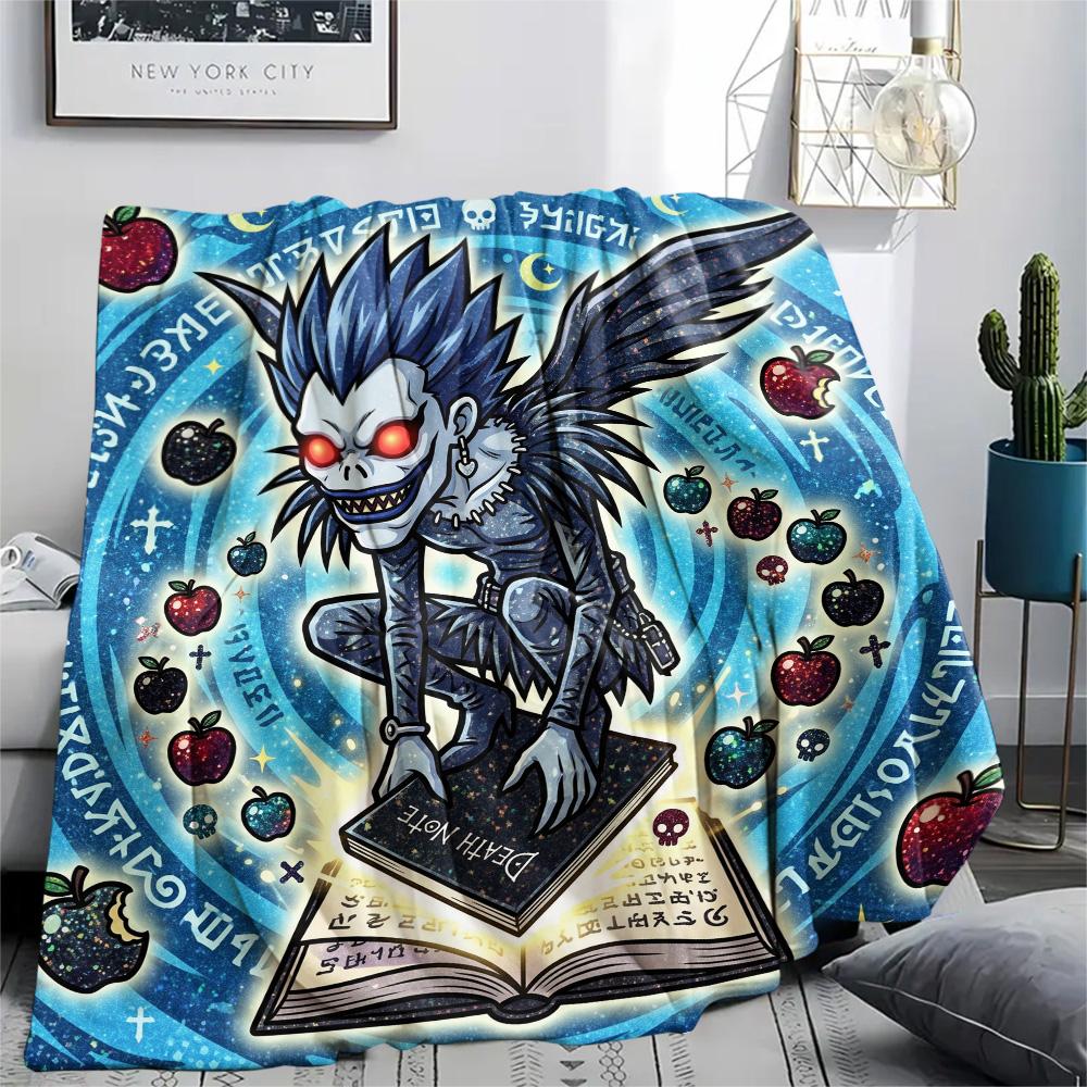 Death Note Print Flannel Blanket, Ultra Soft High Quality All Seasons Warm Throw, Home Decor Cozy Blanket, Perfect Christmas Gift