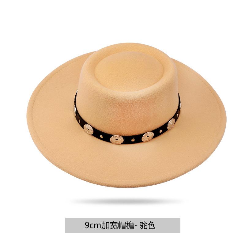 Популярная фетровая цилиндр британского стиля медный ремень джазовая шляпа литературная ретро уличная тибетская шляпа мужчины и женщины