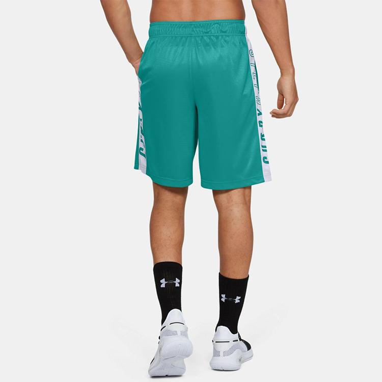 Under Armour Шорты для баскетбола с логотипом, мужские, зеленые, умеренно прямые 1350993-454