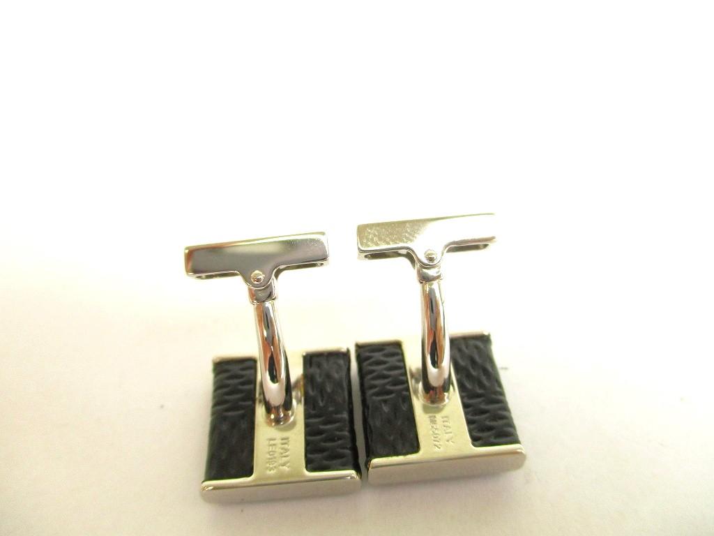 Authentic LOUIS VUITTON Damier Graphite Steel Black Leather Cufflinks Cuffs #9686 Seller refurbished