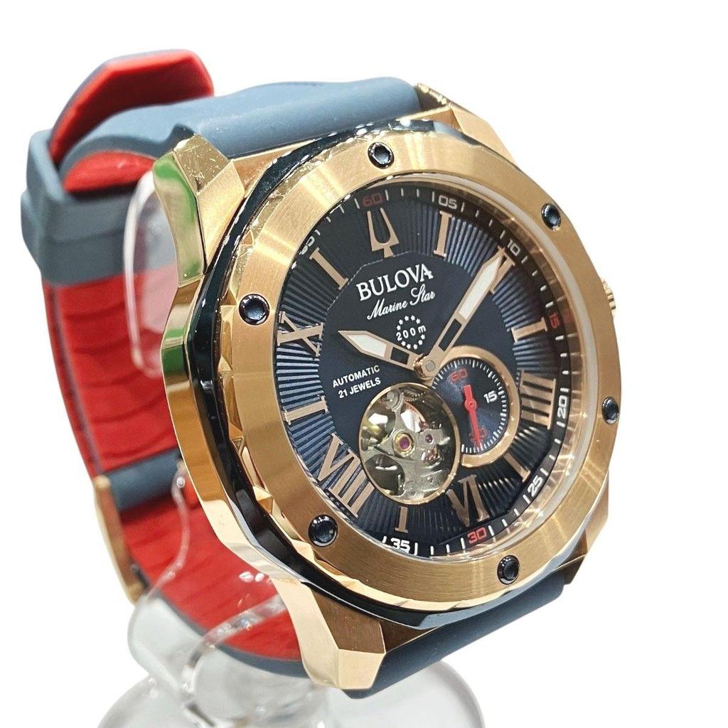Б/у часы Bulova Marine Star Общий вес прибл.. 123,4 г Нержавеющая сталь Резина Автоматические Темно-синий циферблат 98A227 Мужские