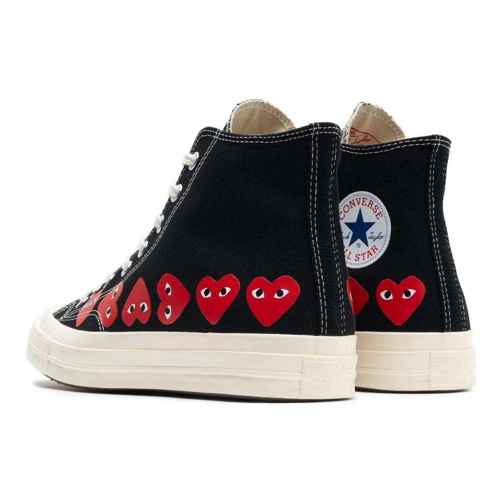 Comme des Garçons PLAY x Converse Chuck 70 High Multi Heart - Черные Унисекс Кроссовки Высокий Риск Красный Экгет A08147C