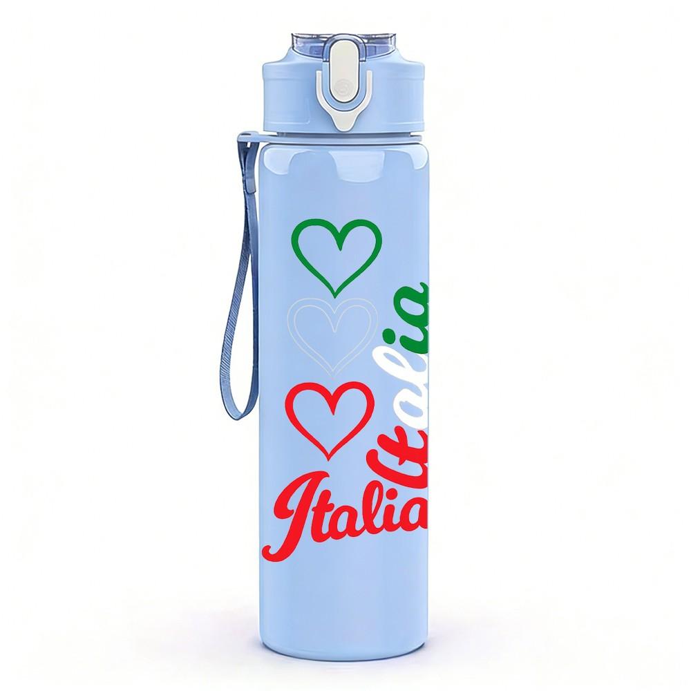 1PC Latina Heart Love Letter Print 750ml Color Plastic Sports Water Bottle Leakproof Flip Straw Lid Suitable for Sports Office Home Use