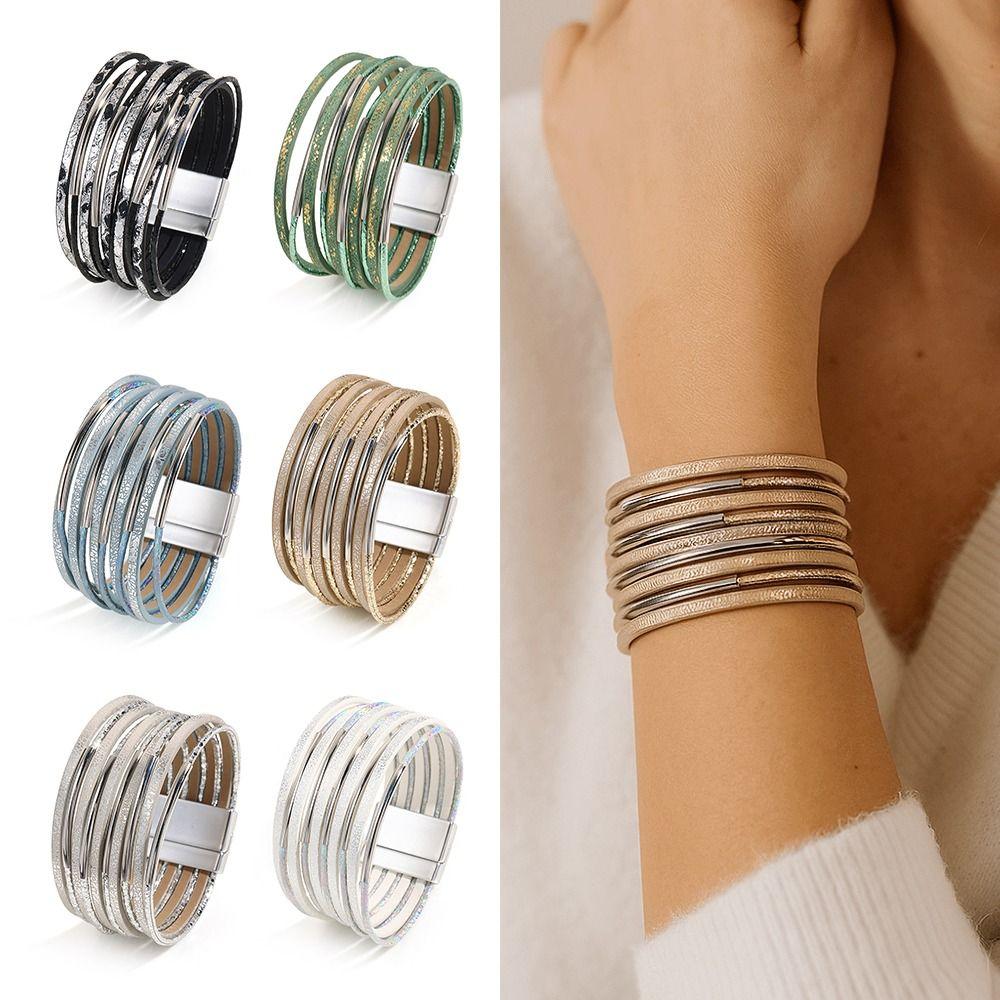 Punk Chunky Bracelet Metal Tube Decoration Multilayer Bracelet Fashion Jewelry