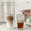 Ins Style 600ML Vertical Stripe Glass Straw Cup
