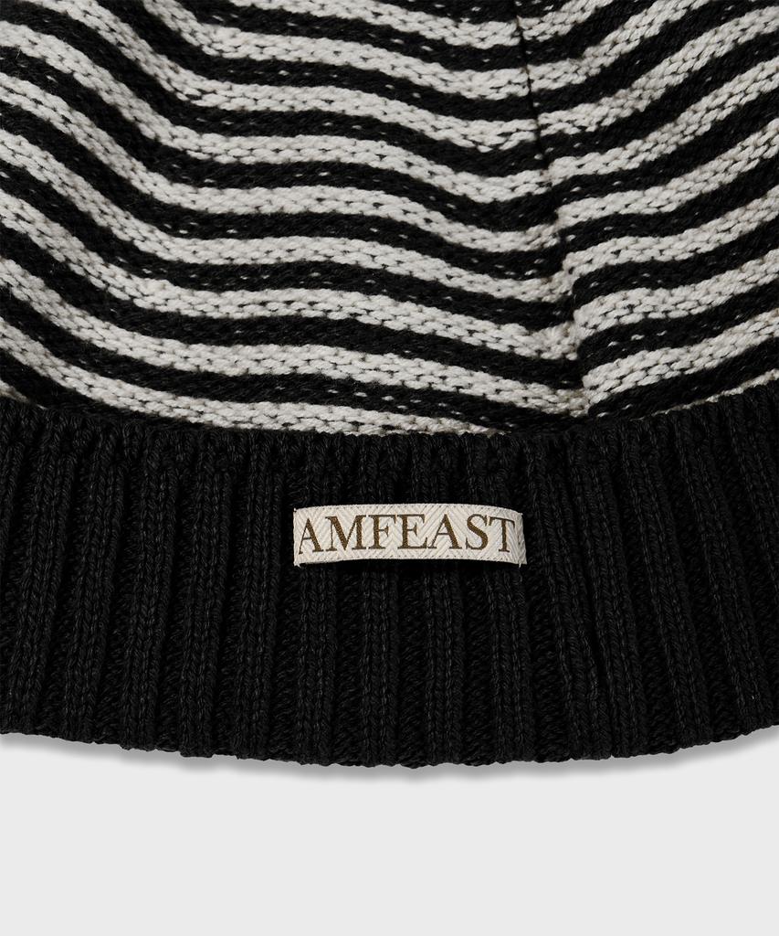 AMFEAST Шапка-бини в полоску для путешественников, черная с кремовым