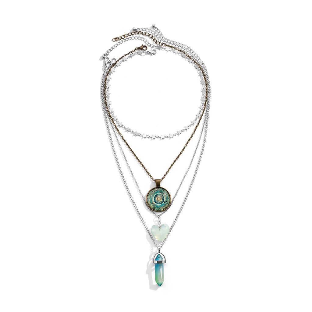 Аксессуары, ожерелье с длинной цепочкой и хрустальной колонной с бахромой, ретро ожерелье с круглым цветком и кулоном-сердцем