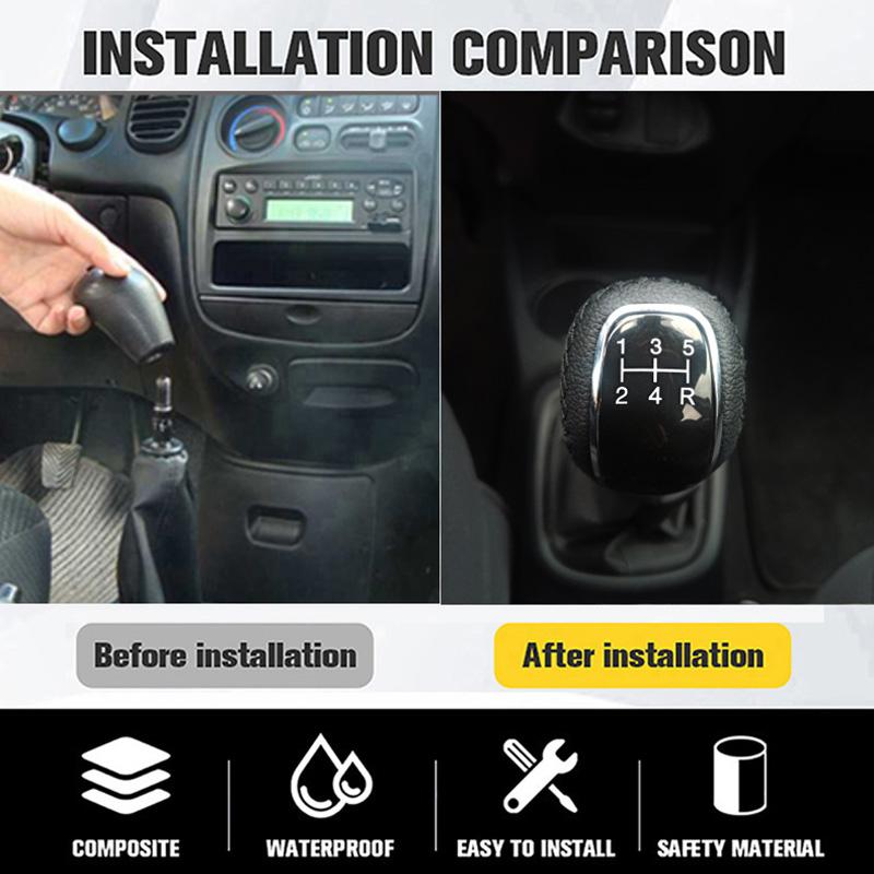 5Speed Leather Red Gear Knob Car Gear Shift Knob Universal Shifter Knob Gear Stick Shift Knob Lever Manual Transmission