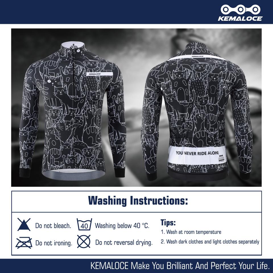 KEMALOCE Зимние велосипедные куртки мужские флисовые с длинными рукавами из черной и белой термоткани