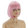 MERISIHAIR Women Synthetic Cosplay Fluorescent Green Wig Short Straight Bob Hair with Bangs Green Purple Light Blonde Pink Red Wine Halloween Wig