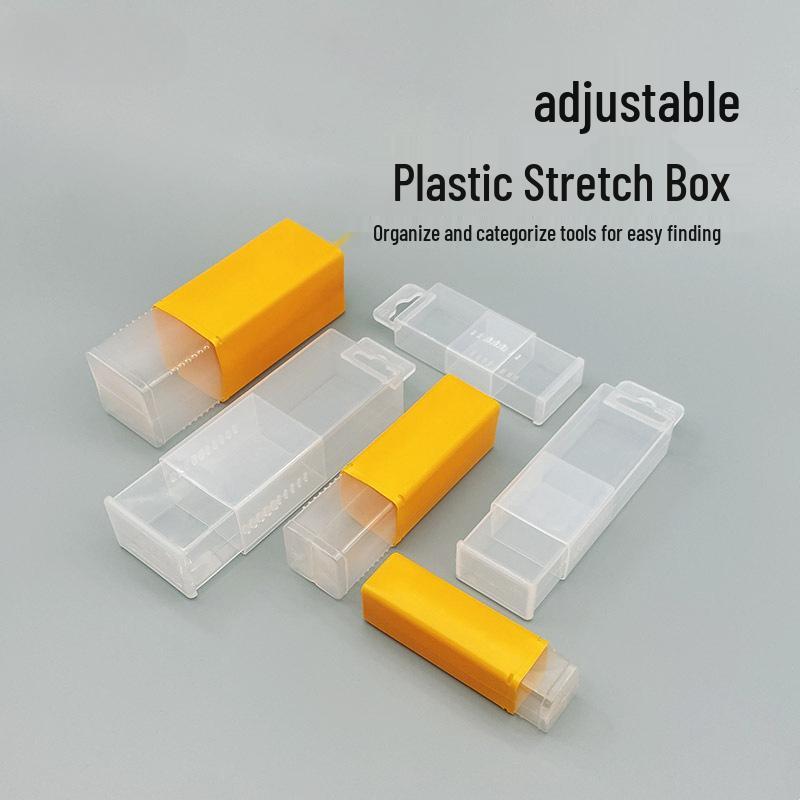 Rectangular Tap Drill Bit and Milling Cutter Storage Box - Transparent Plastic Telescopic Case for Machine Tool Accessories