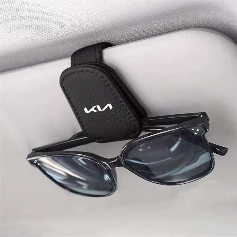 AEF1 Car Leathers Glasses Clip Sun Visor Sunglasses Card Box For Kia Cerato Venga Cadenza K9 Seltos Telluride Niro Morning Picanto Ri