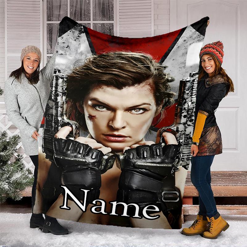 Personalized Custom Name Blanket - resident Evil Print Design,Blanket for Sofa,Bed,Travel,Camping - Soft and Warm, Great Gift