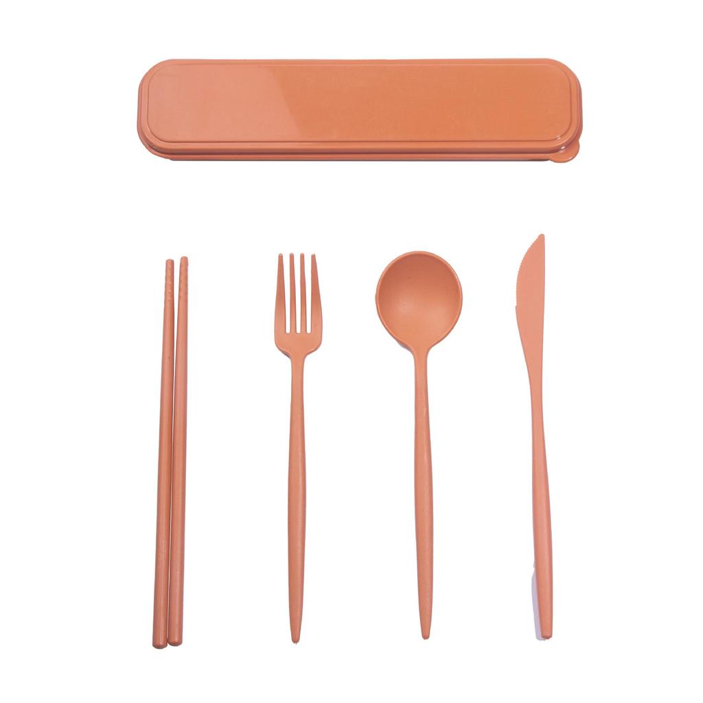Складной портативный набор столовых приборов Wheat: Креативные складные палочки для еды, вилка, ложка, пластиковый дизайн для студентов