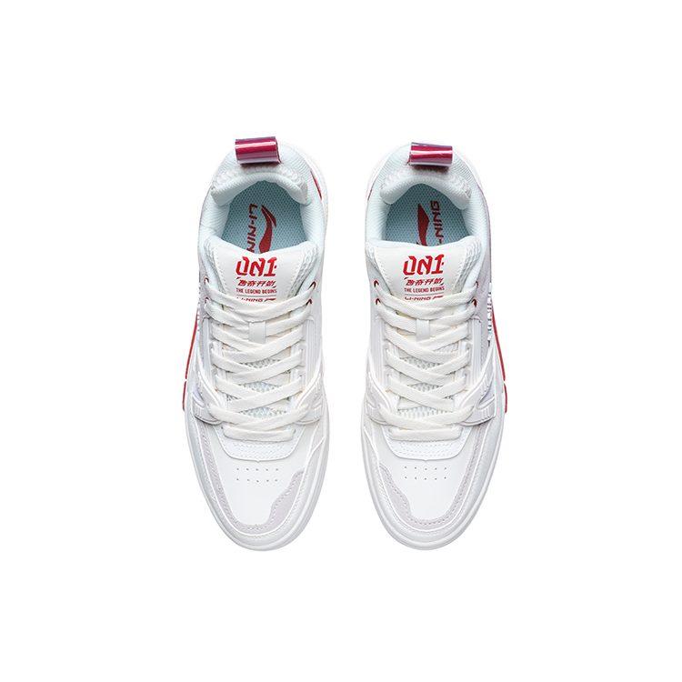 Li Ning 001 BTC Скользкие Устойчивые к истиранию Низкие Кеды для скейтбординга Женские Белые Красные AECR002-4