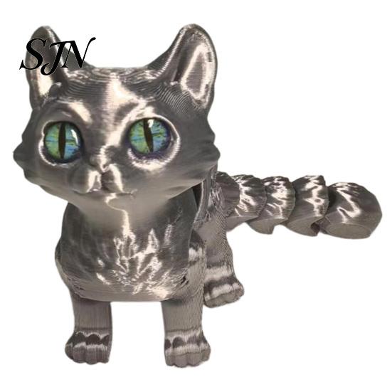Calming Sensory Tools for Anxiety 3D Printed Cat Toy, Articulated Movable Joint Figurine Desk Non-Toxic Toys Decor, Cute Fidget Toy Kids Adults,