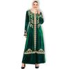 Модное и достойное женское зеленое вышитое арабское золотое бархатное длинное платье (без учета платка)