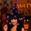 Funny Halloween Witch Hat Colorful Halloween Cap with Veil Butterfly Wizard Cap  Halloween Party