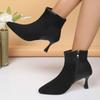 Women Boots 2024 New Hot Sale Side Zipper Boots Women Autumn Pointed Toe Solid Sexy Short Barrel Thin Heels Shoes for Women