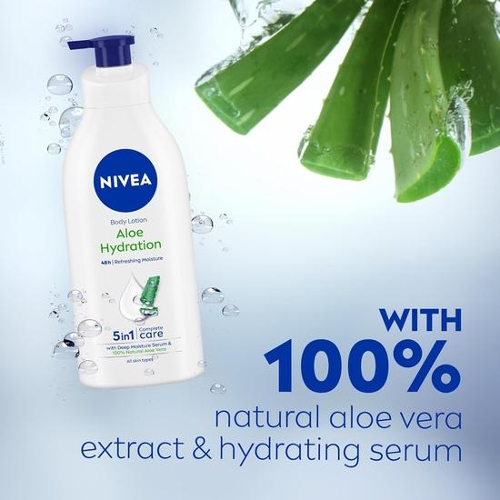 Лосьон для тела NIVEA Aloe Hydration 600 мл | Увлажнение на 48 часов | С полезными свойствами алоэ вера для мгновенного увлажнения летом | Для мужчин и женщин