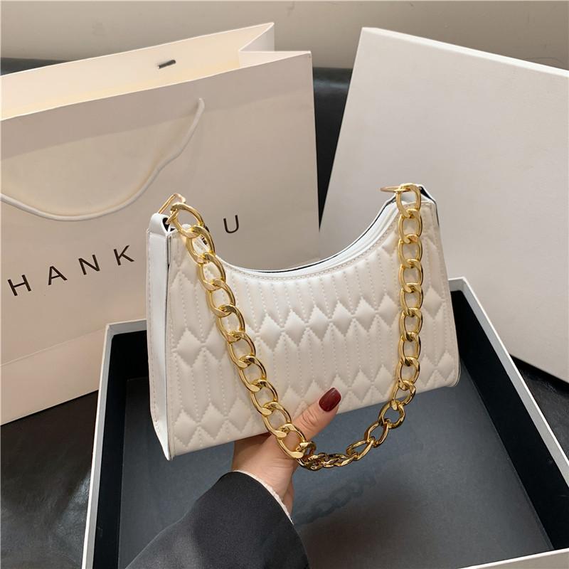 Сумка Женская Модная Маленькая Квадратная Сумка Нишевая Вышивка Нить Сумка Через Плечо Цепь Универсальная Подмышечная Маленькая Квадратная Сумка Тренд