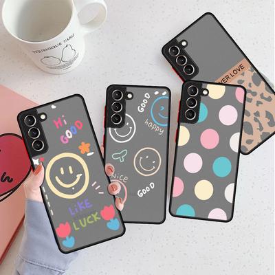 Матовый чехол со смайликом в полоску для Samsung Galaxy S22 S20 S21 FE S10 S9 Plus S8 Capa Note 20 Ultra 10 Lite, чехол для телефона