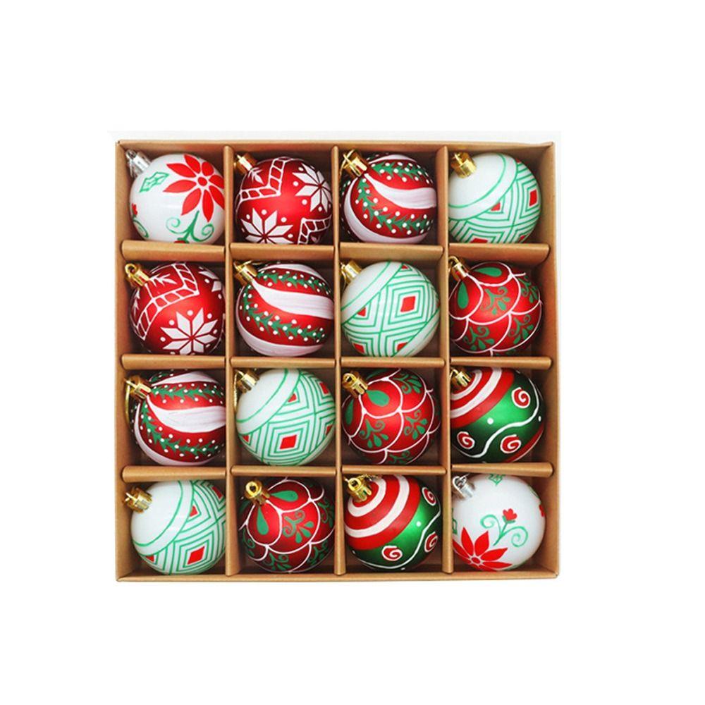 16pcs Plastic Painted Christmas Balls Set 6cm Christmas Tree Pendant  New Year Gifts