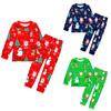 Kids Boys Girls Cartoon Santa Claus Christmas Tree Elk Print Long Sleeves T-Shirt Top Pants Trousers Clothes Set