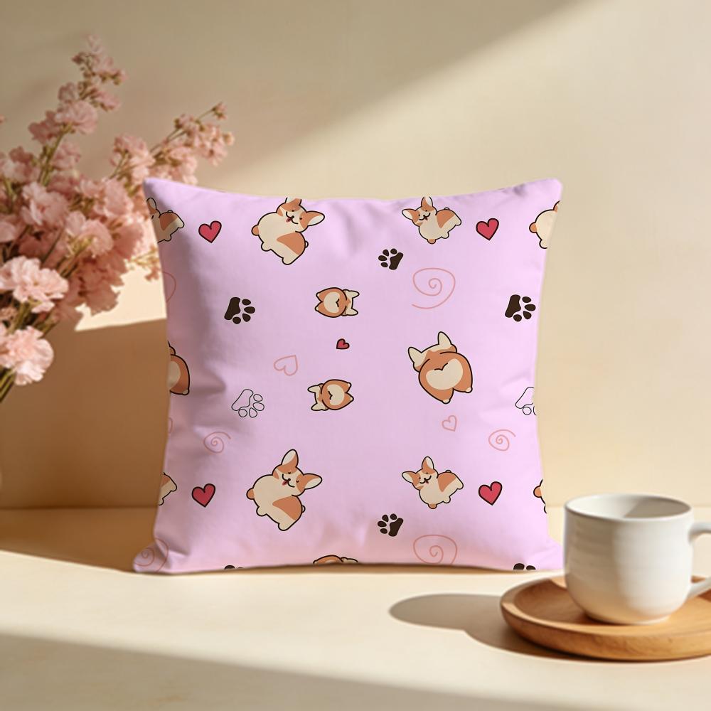 Bouncy Corgi Cushion Cover Soft Pillow Cases for Home Bedroom Living Room Sofa