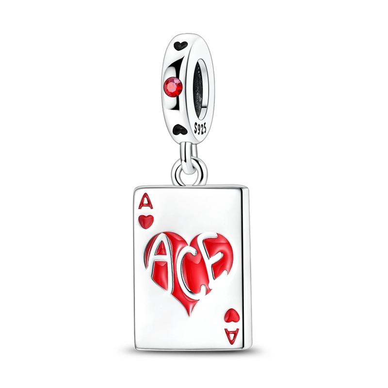 Classic Copper Clown Beads & Playing Card Ace Of Spades Dangle Charm Fits Bracelet Delicate Colorful Jewelry Gifts