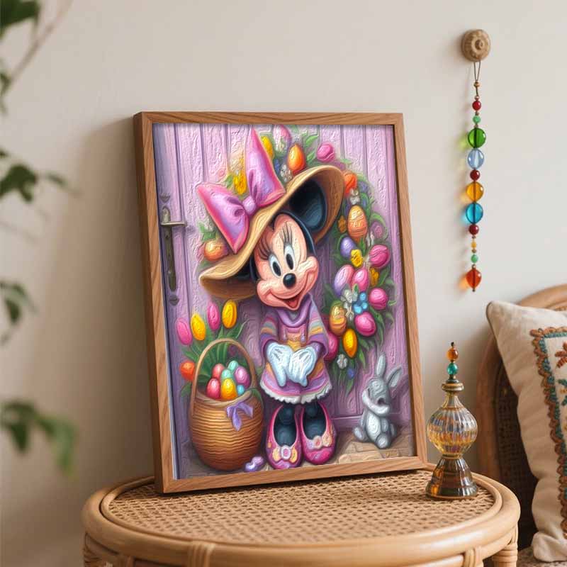 Disney Easter Minnie Mouse Oil Paint Hand Painting Kit Decoration Classic Style Home Decor Vibrant Floral Bunny Art Craft Wall Gift