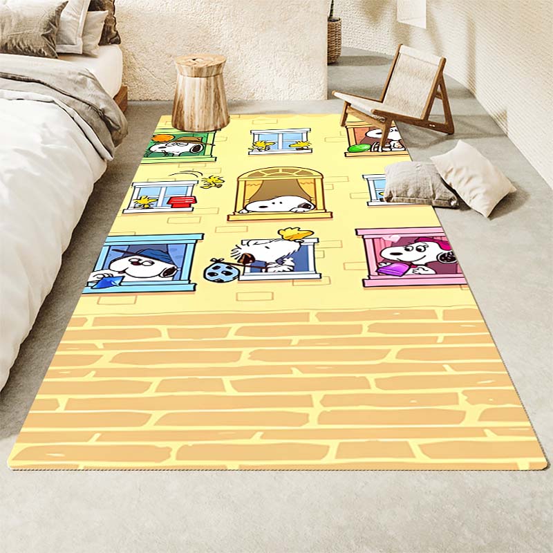 Snoopy cartoon print rug mat, non-slip and stain-resistant, perfect for home decor and a gift for friends and family.