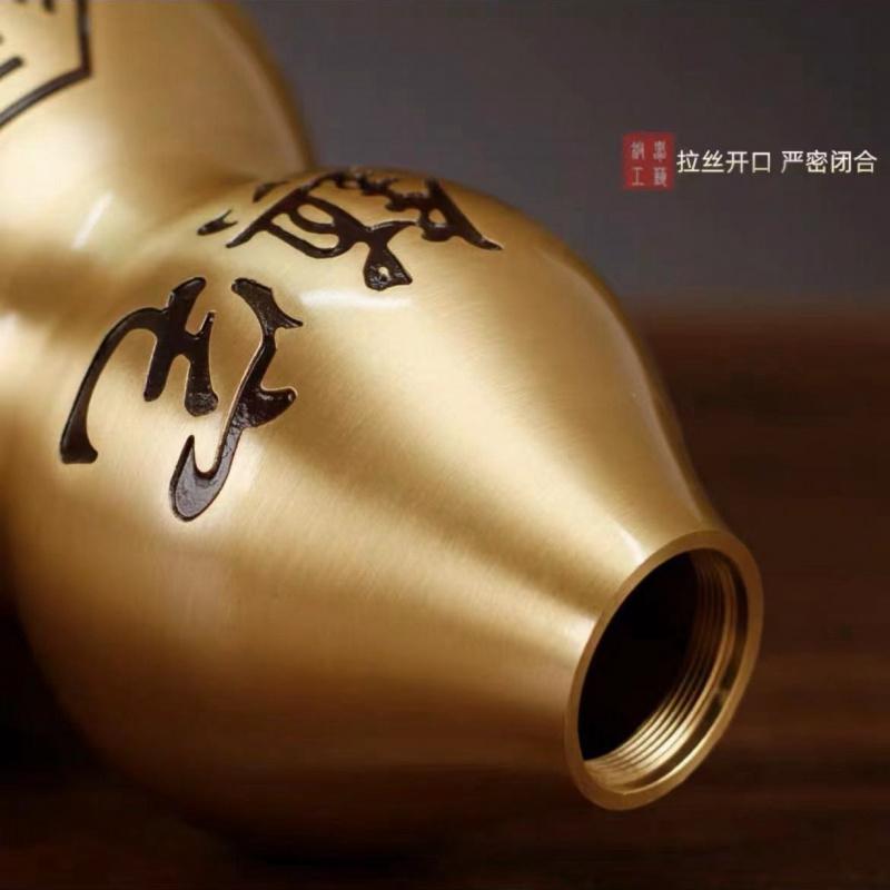 Yellow Ornaments Open Cover Hollow Gossip Copper Gourd Large Lucky Pendant Home Living Room Decorations