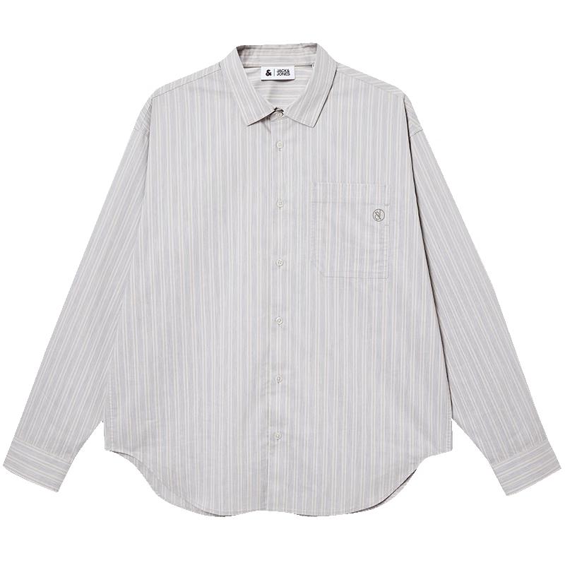 Jack&Jones Мужская полосатая рубашка с длинным рукавом и отложным воротником