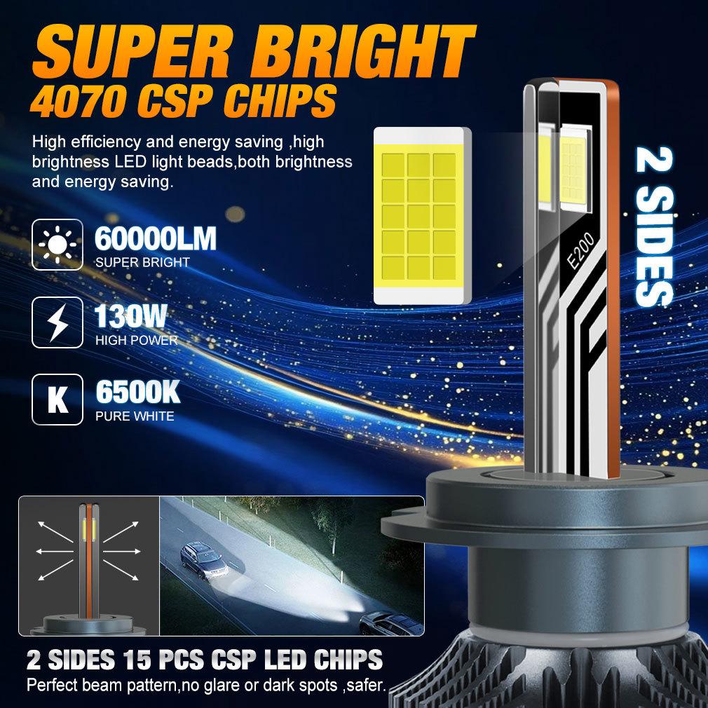 2 шт. H7 H4 Светодиодные лампы для фар 6500K H1 H3 H8 H11 Светодиодные 9005 HB3 9006 HB4 Автолампа 130 Вт 60000 лм 9012 Hir2 Высокая мощность Canbus 30SMD CSP Чипы Фара