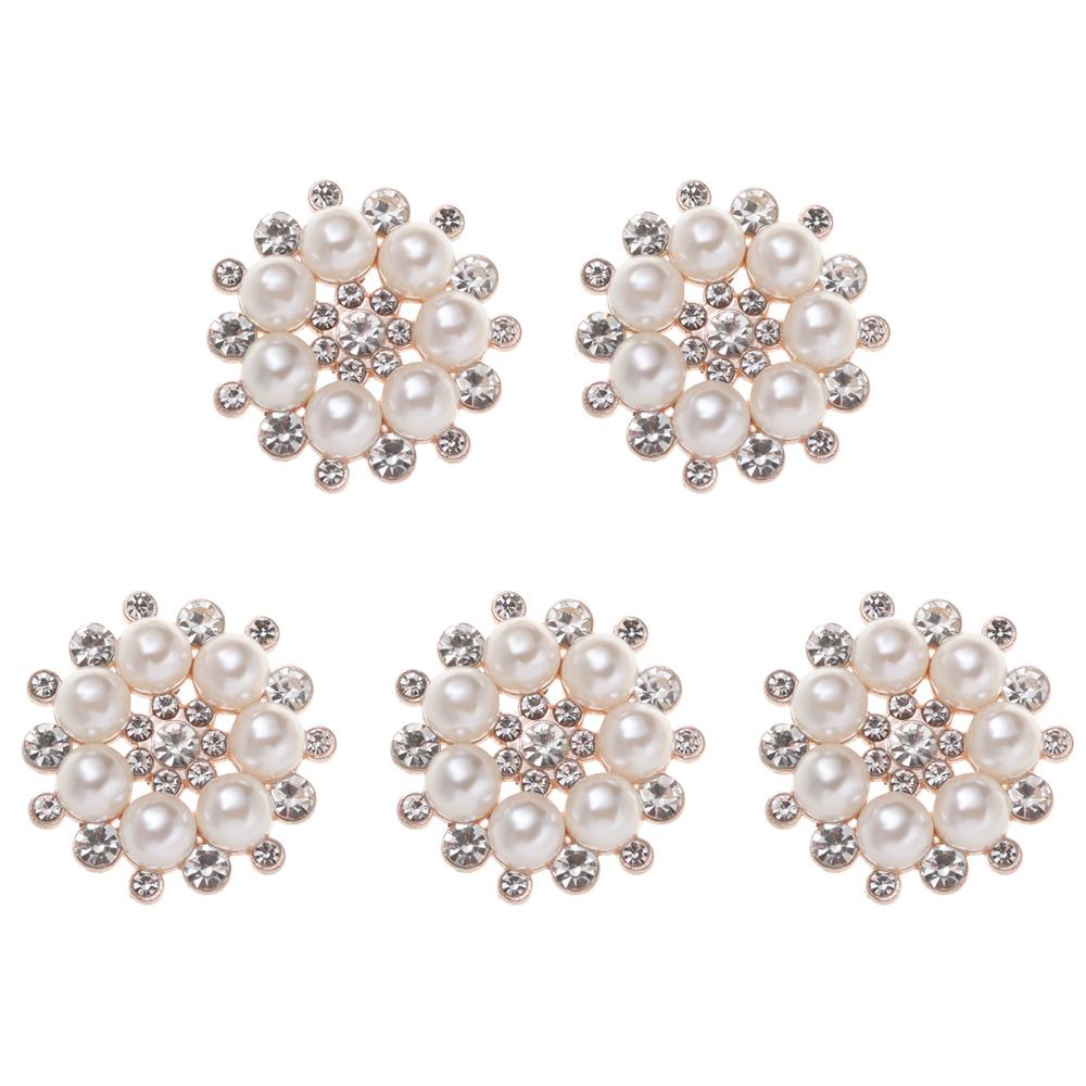 Fashion Pearl Flower Buttons Rhinestone Buttons Crystal Glass Stone Sewing Buttons Apparel Accessories Clothes Bag Decoration