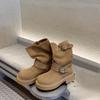 Fashion Fashion Belt Buckle Women's Boots Women's Round Toe Mid-Calf Boots New Low Heeled Knight Shoes 2024 Metal Buckle Non-slip Shoes