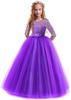 Girls Long Sleeve Flower Girl Wedding Dress Princess Gown