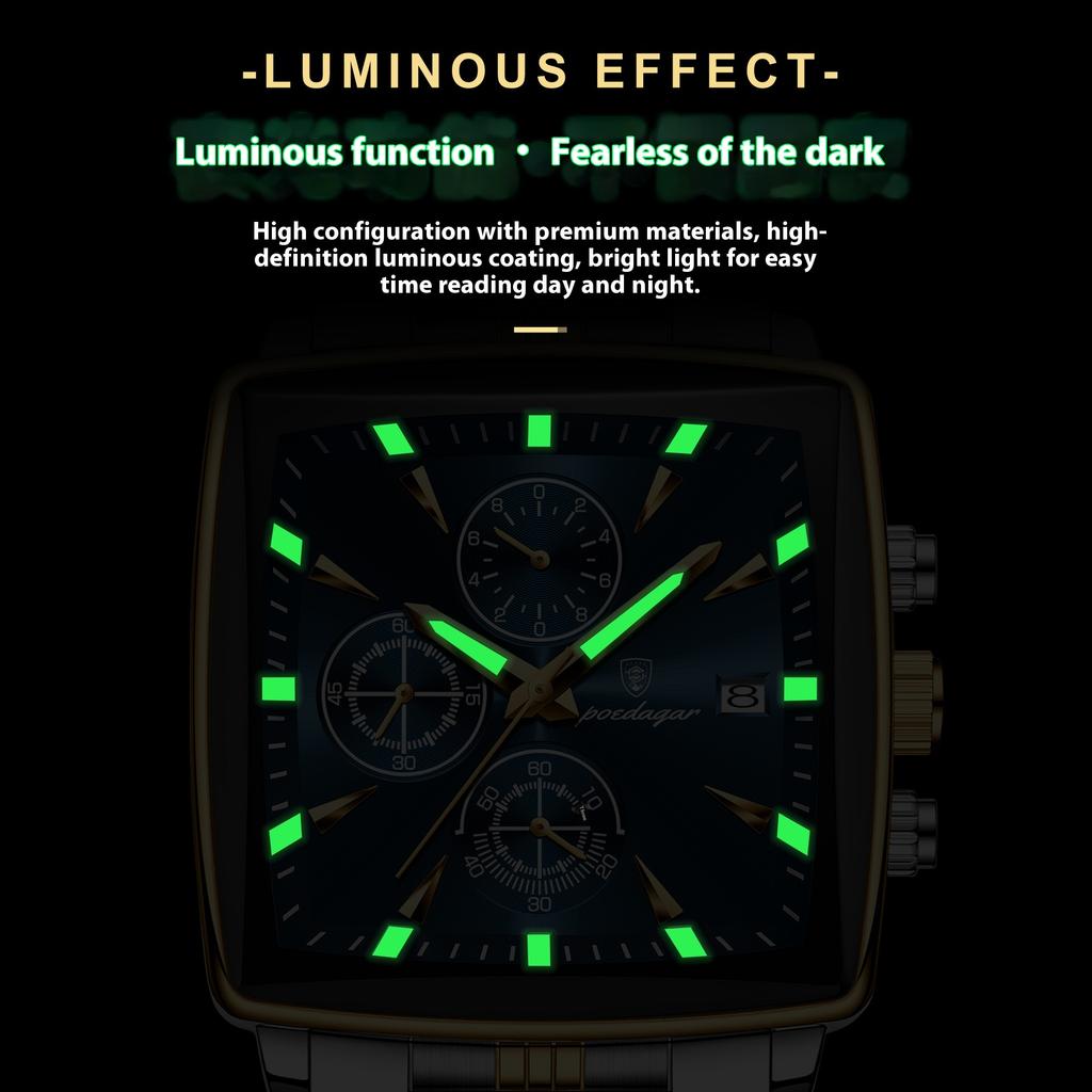 Топ Новые Квадратные Календарные Мужские Часы Многофункциональные Бизнес Кварцевые