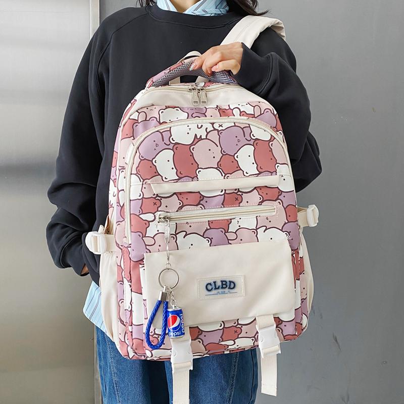 Школьная сумка с граффити, женский старшеклассник, большой вместительный рюкзак с героями мультфильмов