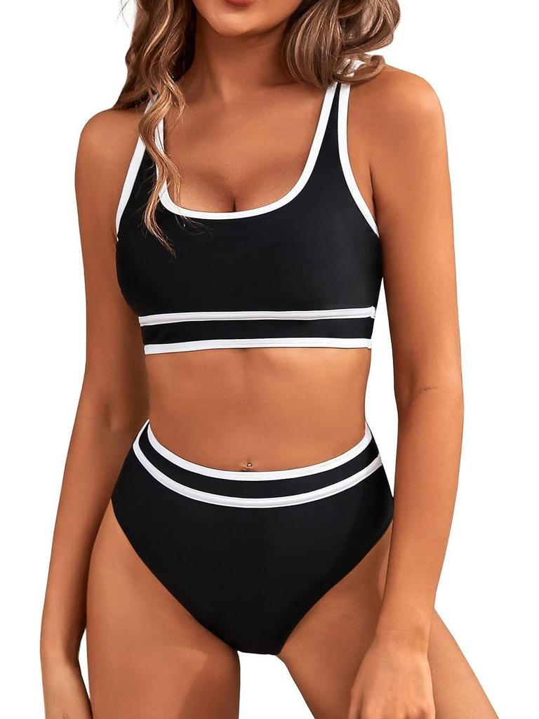 European and American Sexy Solid Color Split Bikini Swimwear for Women