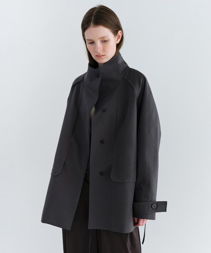 AUBOUR Vent Half Trench Coat (Charcoal)