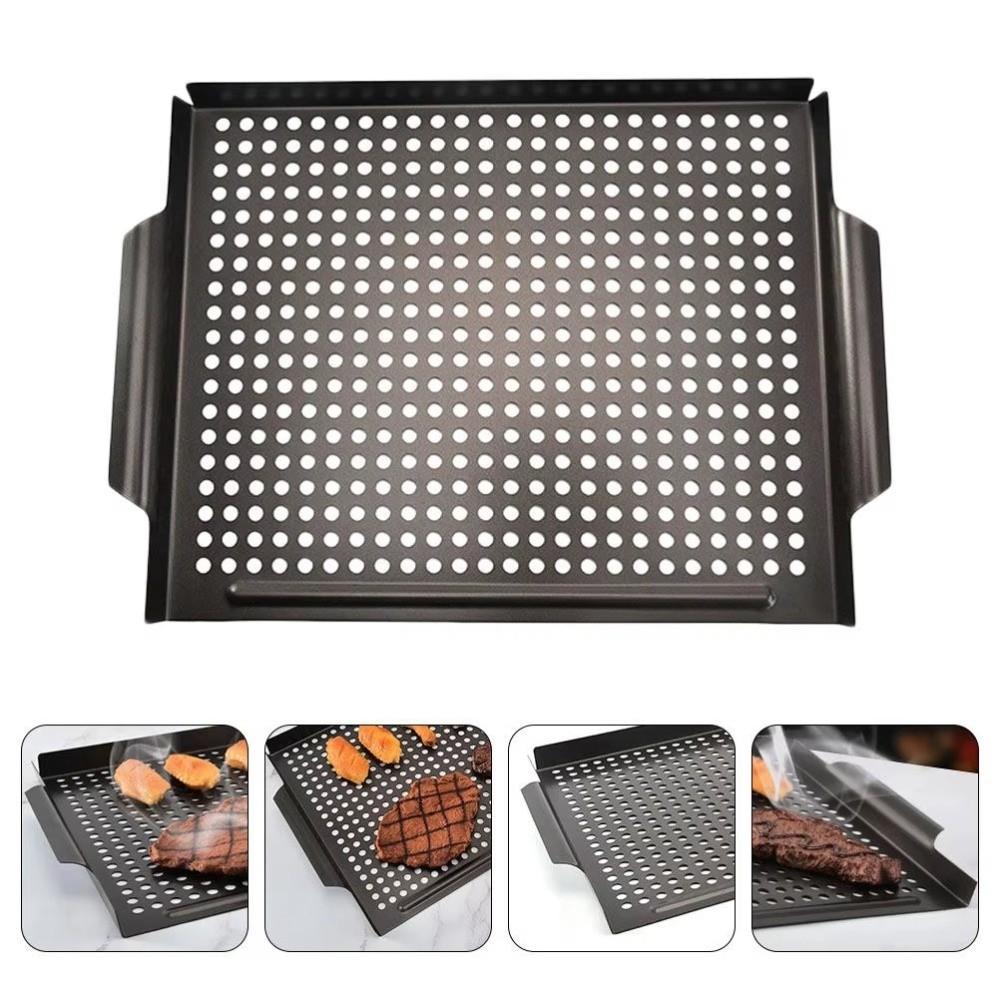 Large Capacity Barbecue Grill Pan Non-Stick Coated Roasting Fish Plate Grill Basket  Picnic