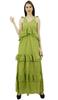 Bimba Sexy Summer Spaghetti Strap Sundress V-Neck Casual Ruffle Long Maxi Beach