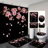 1/4pcs Luxury Plum BlossomWaterproof Shower Curtain Set Decorative Bathroom Set Non-Slip Carpet Toilet Cover Bath Mat And 12 Hooks