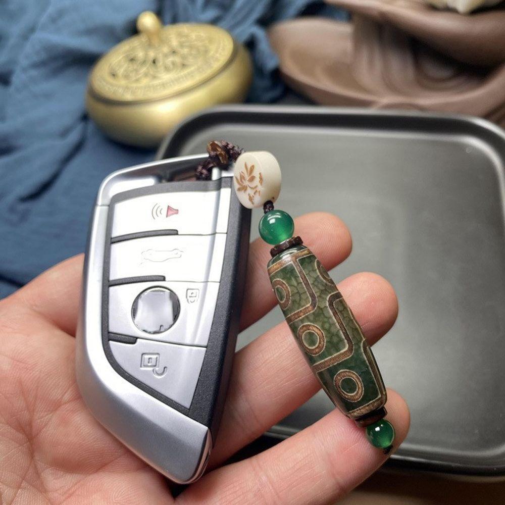 Stone Pendant Heaven Bead Key Chain Tibet Heaven Bead Keyring Nine Eye Tibet Dzi Pendant Keychain