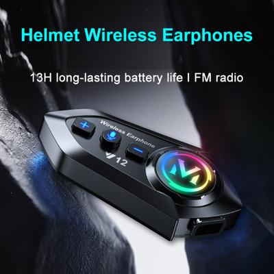 Мотоциклетный шлем Bluetooth гарнитура 5.4 водонепроницаемый интерком с RGB подсветкой FM радио 13 часов разговора IP56