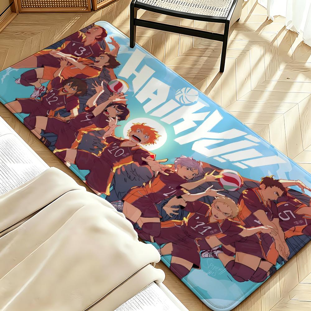 anime H-Haikyuu!! Floor Mat Soft Flannel Floor Mat Suitable for Entryways, Living Rooms, Bedrooms, and Bathrooms