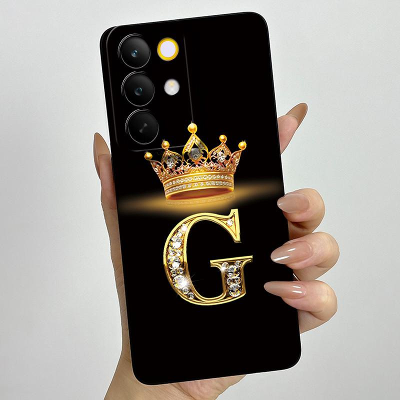 Для Realme C85 Pro 2025 Чехол для телефона с короной и начальной буквой для пары RealmeC85 Pro 4G RMX5555 Мягкий силиконовый TPU Защитный чехол для объектива